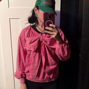 Pink Bow on/off shoulder top.